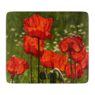 Bright Poppies Close Up Photo Cutting Board