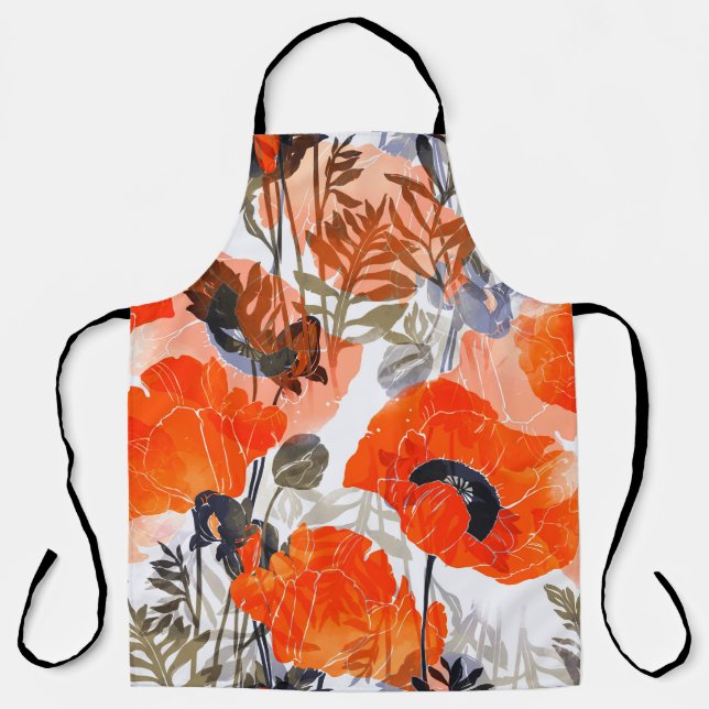 Bright Poppies Imprints: Seamless Art Apron (Front)
