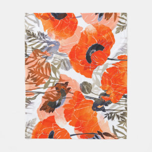 Bright Poppies Imprints: Seamless Art Fleece Blanket