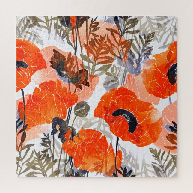 Bright Poppies Imprints: Seamless Art Jigsaw Puzzle (Vertical)
