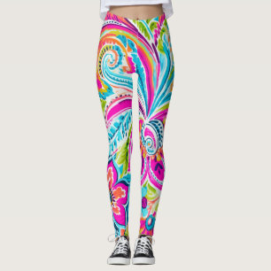 Bright Preppy Paisley Leggings