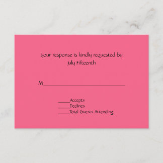 Bright Pretty Pink Wedding RSVP Card