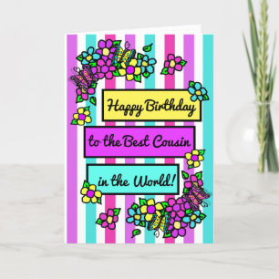 Bright Pretty Whimsical Birthday for Cousin Card