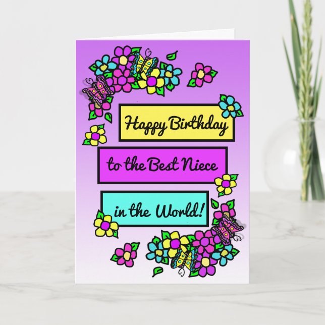 Bright Pretty Whimsical Birthday for Niece Card (Front)