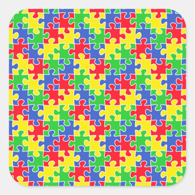 Bright Primary Colours Jigsaw Puzzle Pieces Square Sticker (Front)