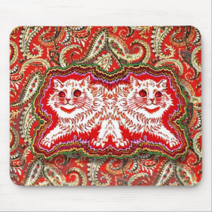 Bright Psychedelic Red Cats (by Louis Wain) Mouse Pad
