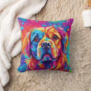 Bright Pup: Colourful Dog Design Cushion