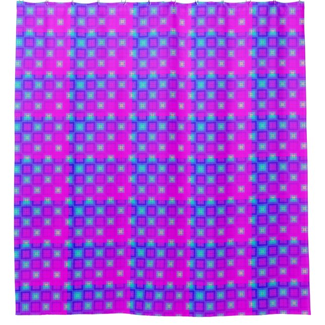 Bright Purple and Aqua Pattern Shower Curtain (Front)