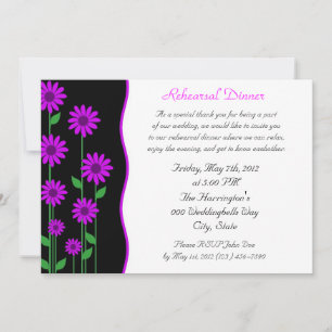 Bright Purple and Black Floral Rehearsal Dinner Invitation