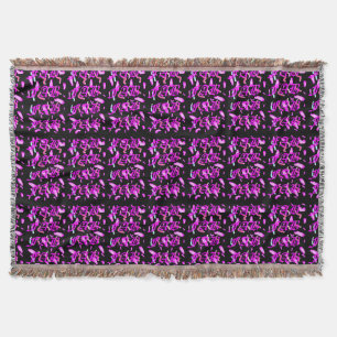 Bright purple and black graphic art designer throw blanket