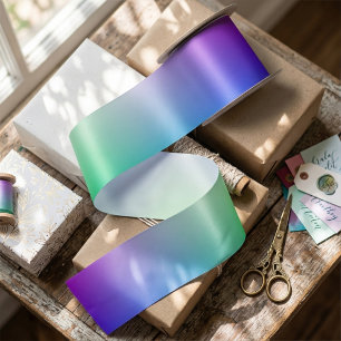 Bright Purple and Green Gradient All-Occasion    Satin Ribbon