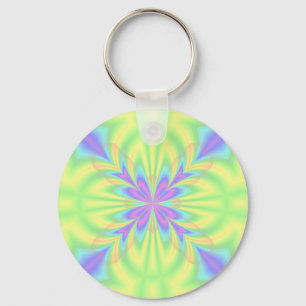 Bright Purple and Green Pattern Key Ring