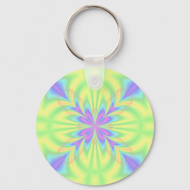 Bright Purple and Green Pattern Key Ring (Front)