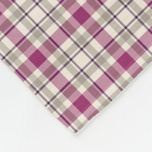 Bright Purple and Grey Plaid Pattern Fleece Blanket