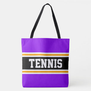 Bright Purple Black Orange TENNIS Racing Stripes Tote Bag