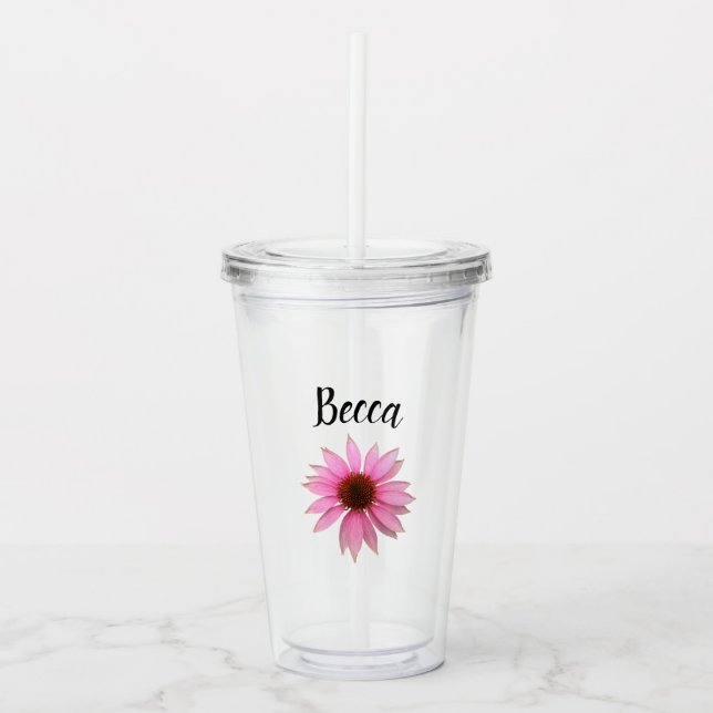 Bright Purple Coneflower Personalized Acrylic Tumbler (Front)