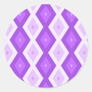 Bright purple diamond pattern classic round sticker
