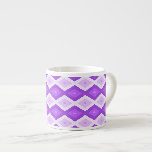 Bright purple diamond pattern espresso cup (Front Right)