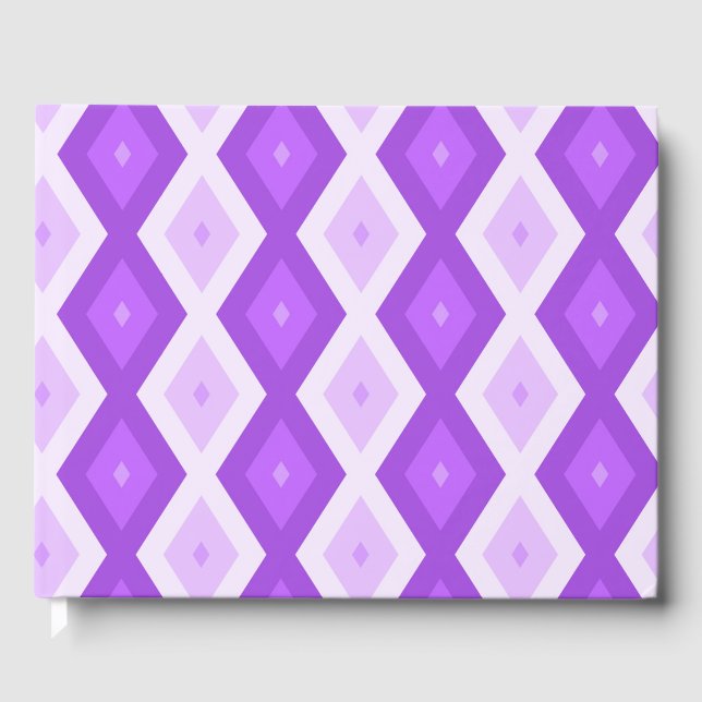 Bright purple diamond pattern guest book (Front)