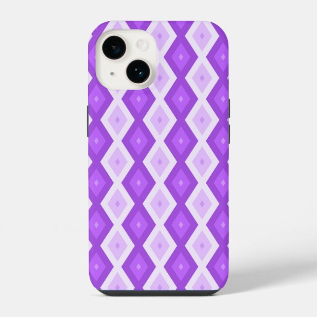 Bright purple diamond pattern iPhone case (Back)