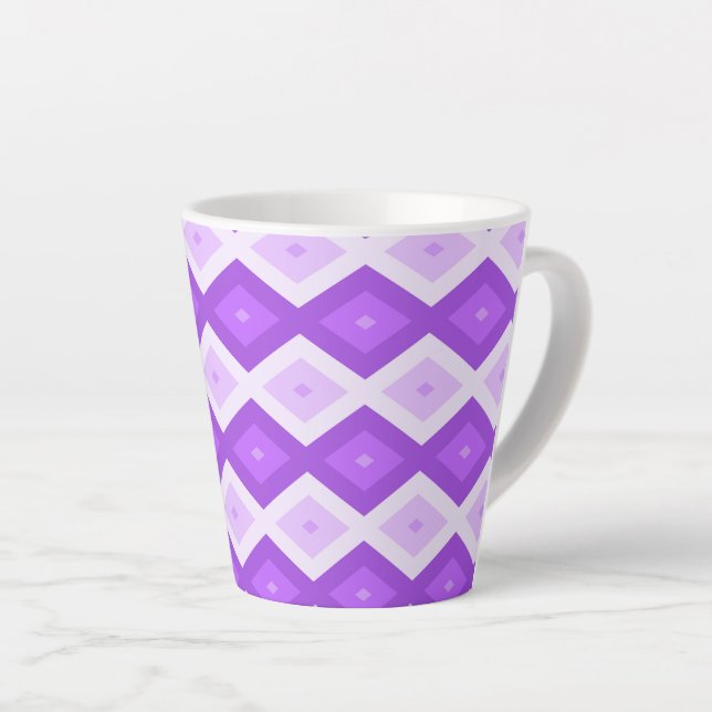 Bright purple diamond pattern latte mug (Right Angle)