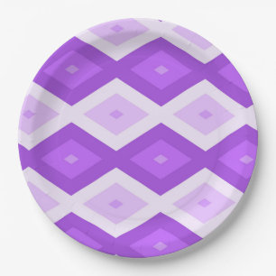 Bright purple diamond pattern paper plate