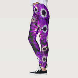 Bright Purple Floral Garden Bold Modern Blooms Leggings