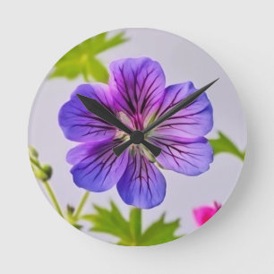 BRIGHT PURPLE FLOWER. Wall Clock