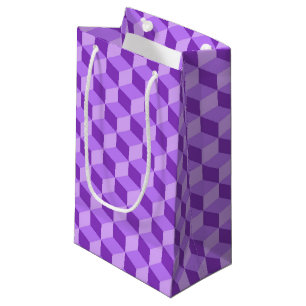 BRIGHT PURPLE GEOMETRIC CUBE PATTERNS SMALL GIFT BAG