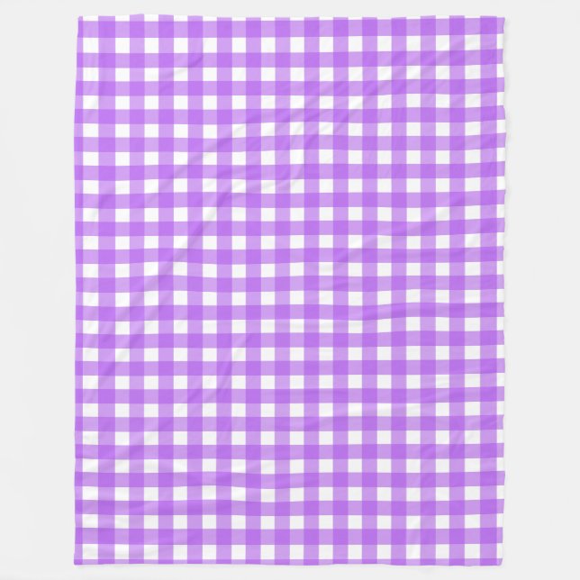 Bright purple gingham fleece blanket (Front)