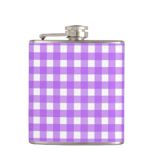 Bright purple gingham hip flask
