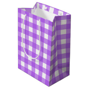 Bright purple gingham medium gift bag