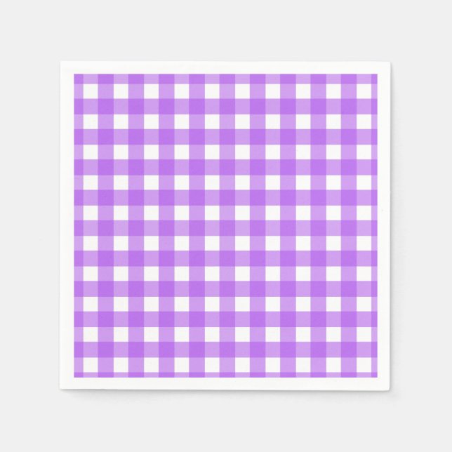 Bright purple gingham napkin (Front)