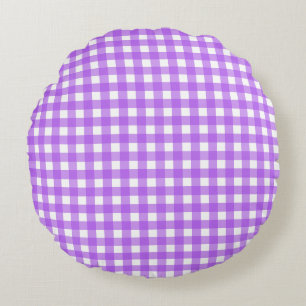 Bright purple gingham round cushion