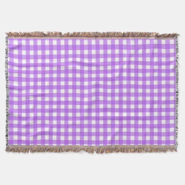 Bright purple gingham throw blanket (Front)