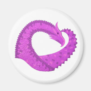 Bright purple heart dragon on white magnet