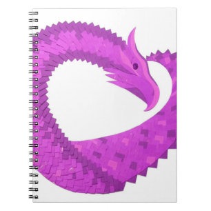 Bright purple heart dragon on white spiral notebook