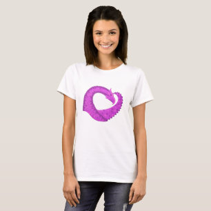 Bright purple heart dragon on white T-Shirt