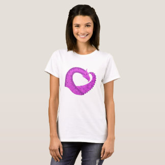Bright purple heart dragon on white T-Shirt