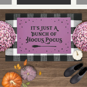 Bright Purple Hocus Pocus Witch Broom Halloween Doormat