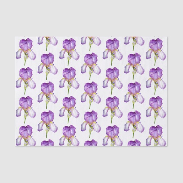 Bright Purple Iris Pattern Tissue Paper (Front)
