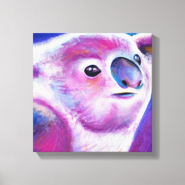 Bright purple Koala animal face art Canvas Print (Front)