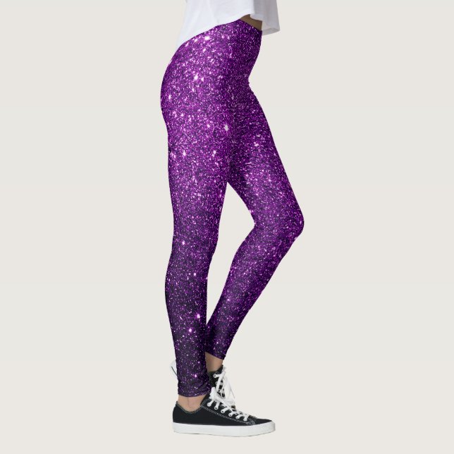 Bright purple magenta glitter pattern halloween leggings (Right)