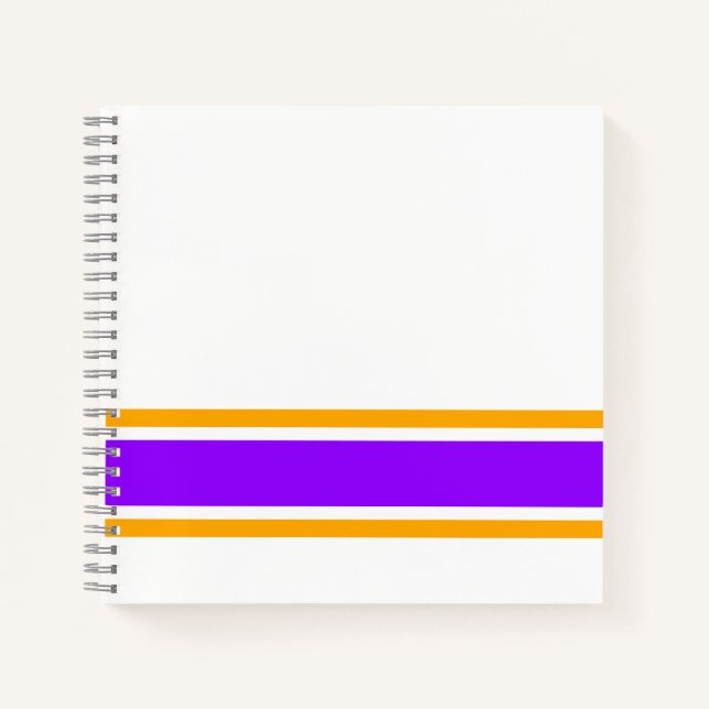 Bright Purple Orange Edge Racing Stripes On White  Notebook (Front)