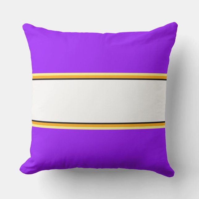 Bright Purple Orange Yellow White Racing Stripes Cushion (Front)