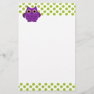Bright Purple Owl Stationery