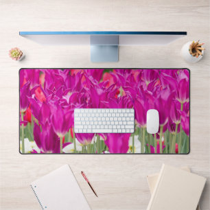 Bright Purple Pink Posies Desk Mat