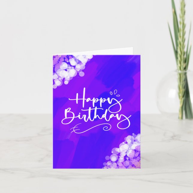 Bright Purple & Sparkly Design Birthday Card (Front)