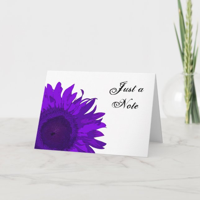 Bright Purple Sunflower Just a Note Card (Front)