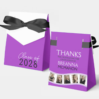 Bright Purple & White Photo Collage Filmstrip Favour Box